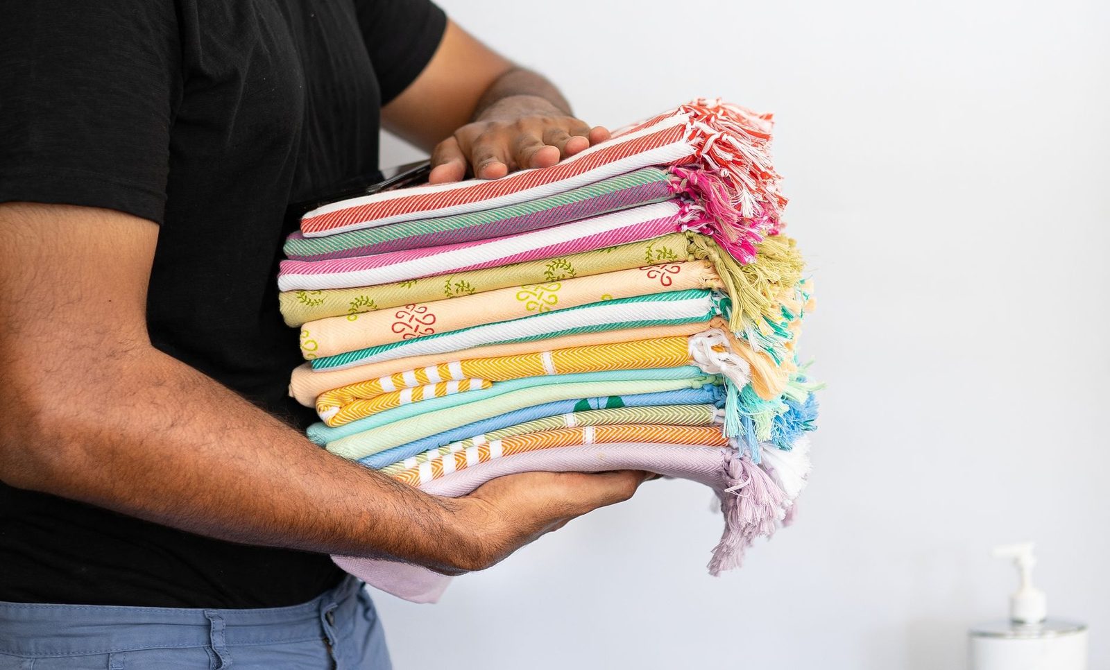 A stack of freshly folded towels ready to go back out