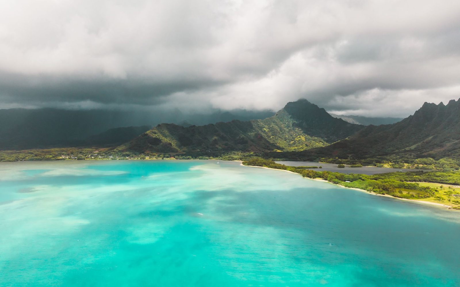 Kaneohe Bay and the Koolau Range on the windward side of Oahu