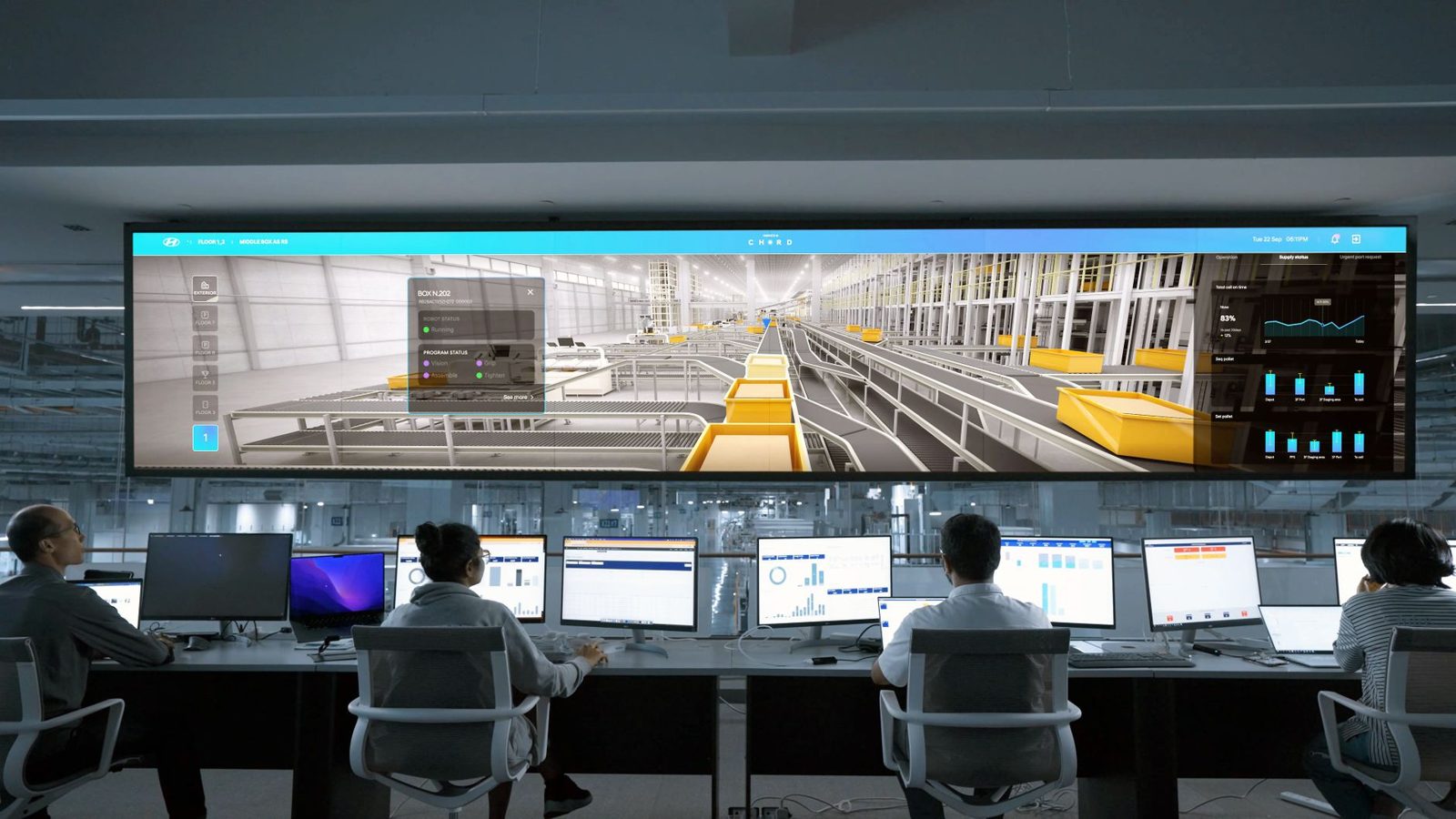 Staff working at screens in an operations center