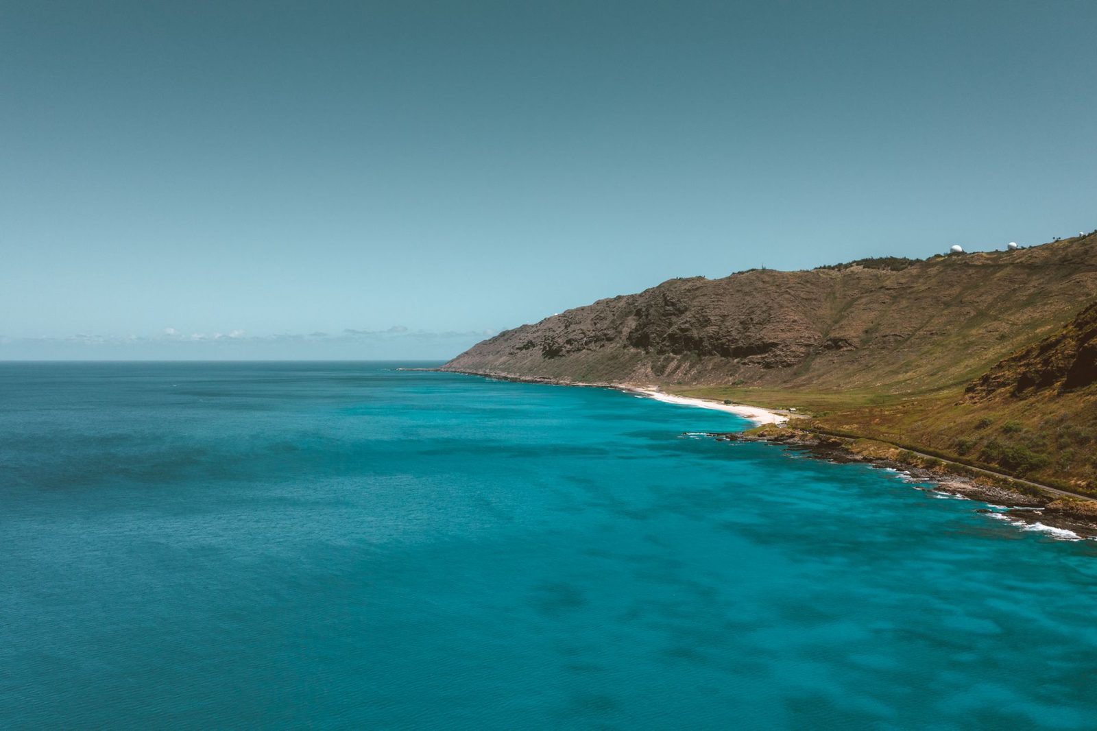 The Makapuu cliffs and blue water on the east end of Oahu